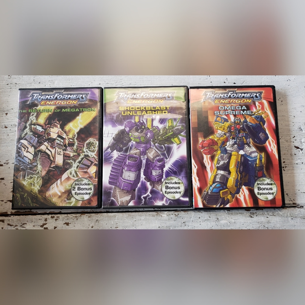 Transformers Energon DVD set of 3: Return of Megatron, Omega Supreme, Shockblast